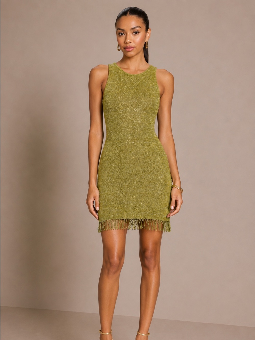 Asta Resort Natalia Mini Dress in Olive Oil Sequin
